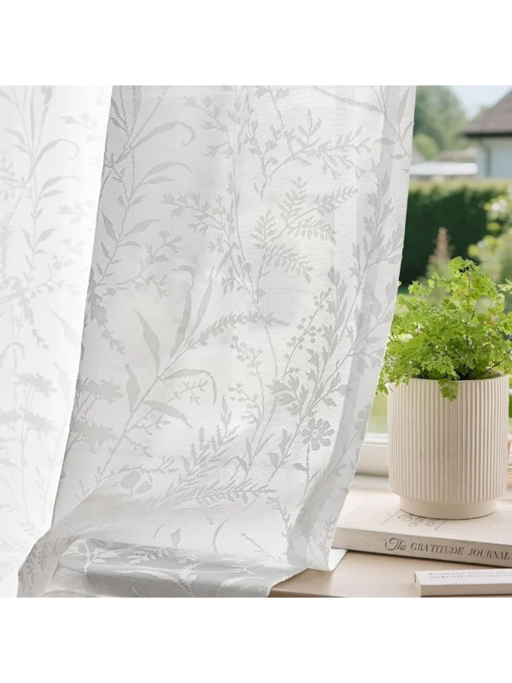 Light Filtering White Semi-Sheer Curtains, 54